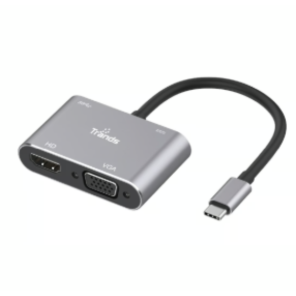Trands Type-C to HDMI VGA USB3.0 Adaptor with PD Charge TR-CA5857