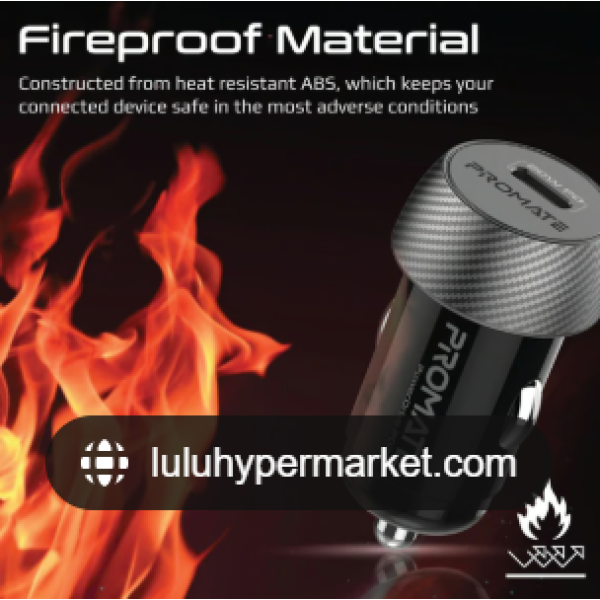 PROMATE Fast Car charger with port TYPE-C 20W (Power Drive-PD20)