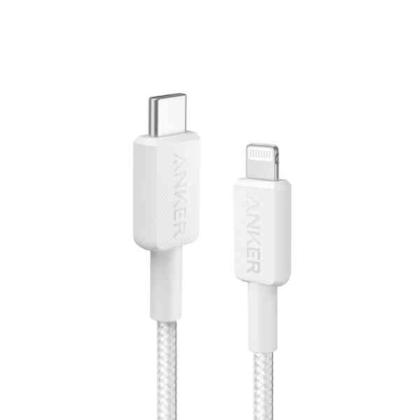 Anker 322 USB-C to Lightning Connector Cable Braided A81B5H21 White