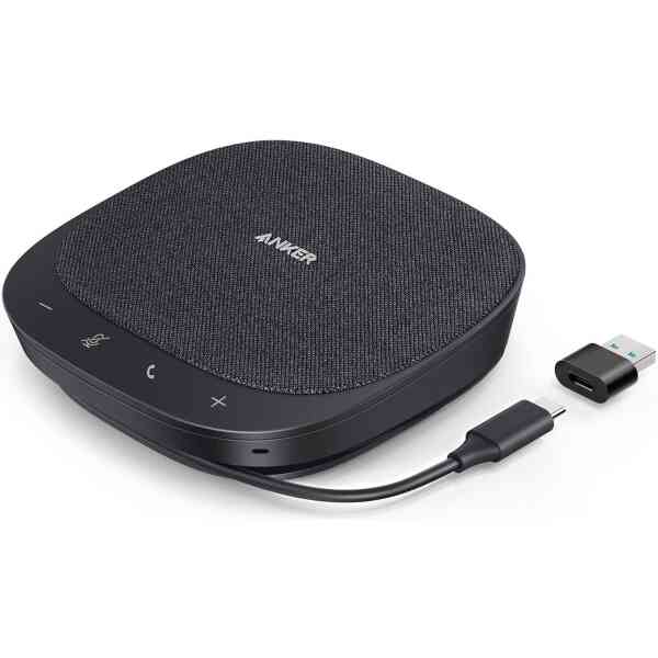 Anker PowerConf S330 Speakerphone, Ambient Noise Cancellation, 360 Coverage, 1.75" Driver, Ergonomic Design, Plug n Play, Black | A3308