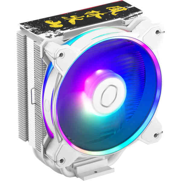 Cooler Master Hyper 212 Halo SF6 Ryu aRGB CPU Cooler, 4 Heat Pipes, Aluminum Fins, 2050 RPM Fan Speed, 51.88 CFM Airflow, Rifle Bearing Fan, Ryu Chara