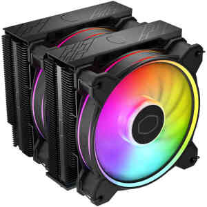 Cooler Master Hyper 622 Halo CPU Cooler, Dual Redesigned Halo Fan, 2050 RPM Fan Speed, 51.88 CFM Airflow, Rifle Bearing Fan Type, 6 Heat Pipes, Dual T