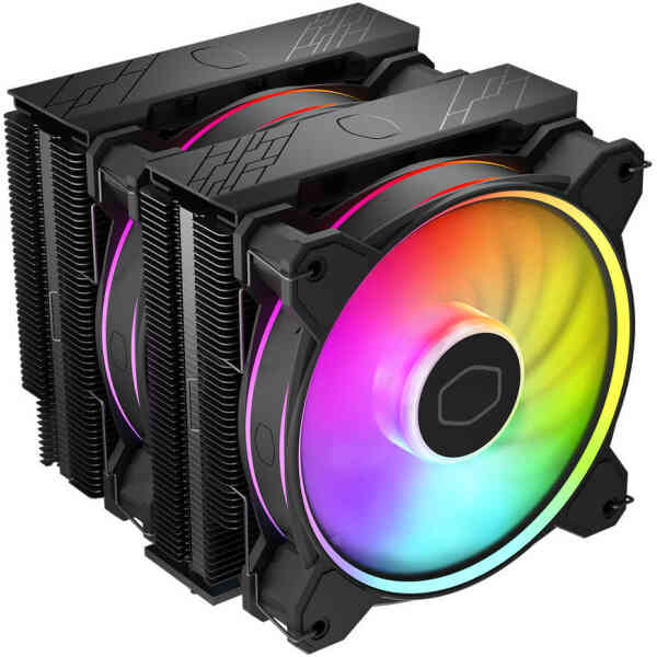Cooler Master Hyper 622 Halo CPU Cooler, Dual Redesigned Halo Fan, 2050 RPM Fan Speed, 51.88 CFM Airflow, Rifle Bearing Fan Type, 6 Heat Pipes, Dual T