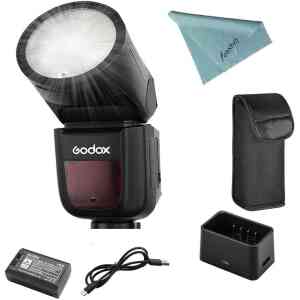 Godox V1-C Round Head Flash Speedlight for Canon, 76Ws 2.4G TTL, 1/8000 HSS, 1.5 sec. Recycle Time,with Lithimu Battery, 10 Level LED Modeling Lamp