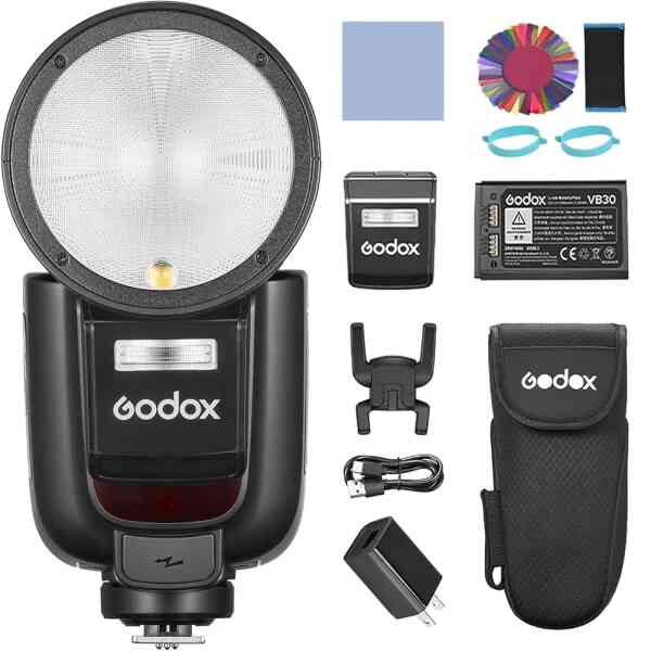 GODOX V1 Pro S 2.4G Flash Speedlite for Wireless Camera, E-TTL II Automatic Flash, M/TTL Flash Mode, Power Port, Removable Under Flash, 24 Gel Packets Compatible with Sony Cameras