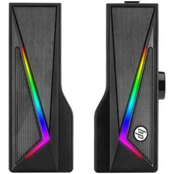 HP DHE-6005 RGB Desktop Subwoofer Computer Speaker, 2x 3W Rated Power, LED Light, Dual Speakers Sound, 4D Surround Sound, 3.5mm Interface + USB, 1.2m