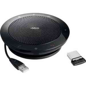 Jabra Speak 510+ Speaker Phone - Microsoft Certified Portable Conference Speaker with Bluetooth Adapter and USB - Connect with Laptops, Smartphones an
