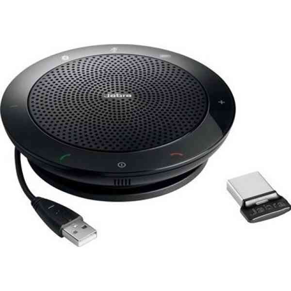 Jabra Speak 510+ Speaker Phone - Microsoft Certified Portable Conference Speaker with Bluetooth Adapter and USB - Connect with Laptops, Smartphones an