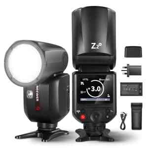 NEEWER Z2-N 2.4G TTL Round Head Flash Speedlite for Nikon, Upgraded UI, 2 Adjustable Modeling Lamps, TTL/M Quick Switch TCM Key, 76Ws Speedlight 1/8000s HSS 7.4V/2600mAh Battery...