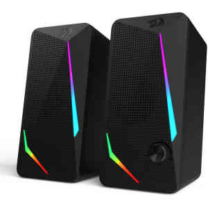 Redragon GS510 Waltz Gaming Speaker, 5W x2 Speaker RMS, USB + 3.5mm Connectivity, 8 Light Modes Touch, 2.0 Channel, Volume Knob, Plastic Material, Bla