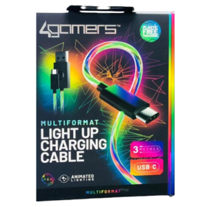 4 GAMERS MULTIFORMAT LIGHT UP CHARGING CABLE USBC 3M