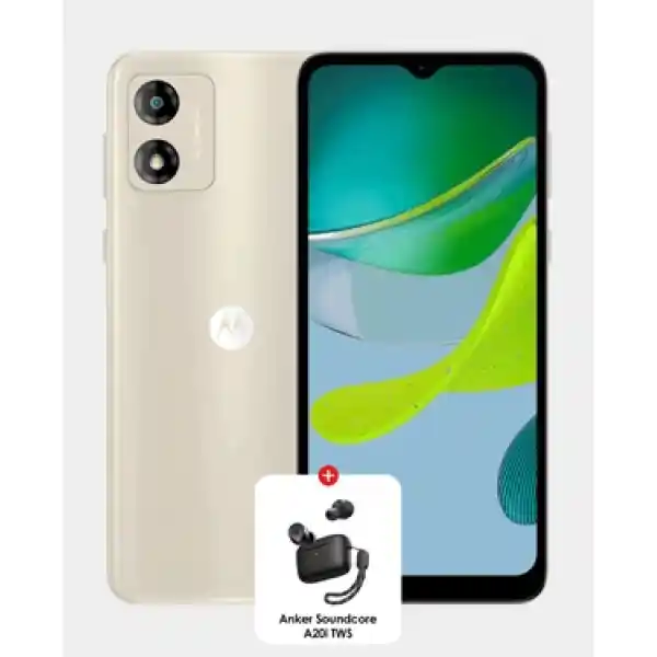 Motorola Moto E13 2GB 64GB (Anker Sound Core A20i) – Creamy White