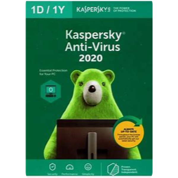 Kaspersky Antivirus 2020,1 Device + 1 User – 1 Year