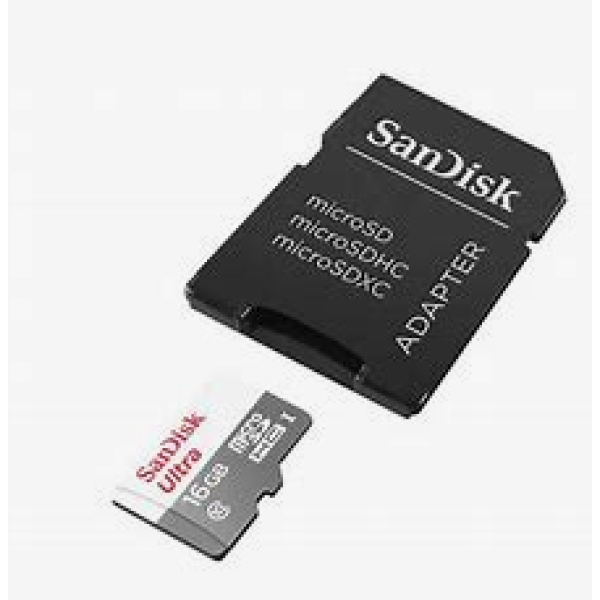 Sandisk MicroSDHC Memory Card 16GB + Adaptor