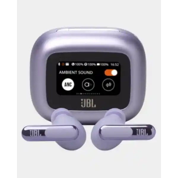 JBL Live Beam 3 True Wireless Earbuds | 12 Hours Playtime | Bluetooth 5.3 | ANC | 1.45-inch Touchscreen Display | IP55 Waterproof and Dustproof | Type-C - Purple