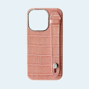 AA Cases Crocodile with Strap Case For iPhone 15 Pro 6.1 - Pink
