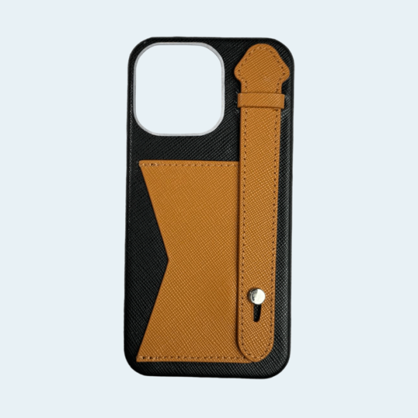 AA Cases Saffiaono Leather Strap & Wallet Case For Apple iPhone 14 Pro Max - Black & Brown