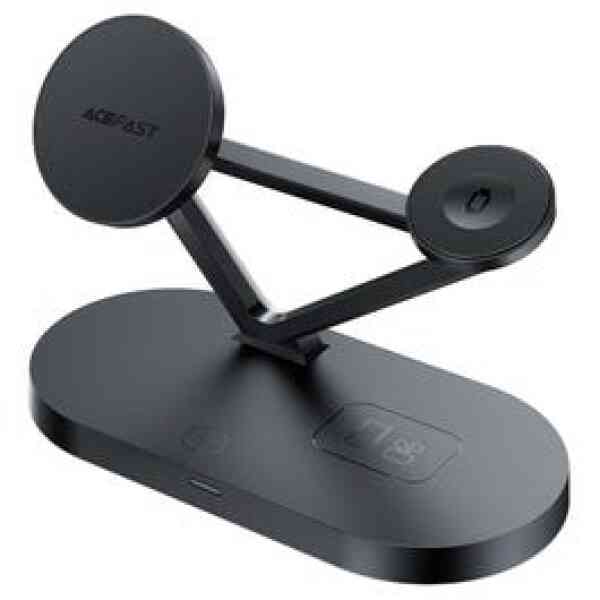 Acefast Desktop Charger E19 3 in 1 QI2 Magsafe Wireless Charging Holder Black
