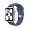 Apple Watch SE GPS, 40 mm Silver Aluminium Case with Denim Sport Band - M/L, MXED3QA/A