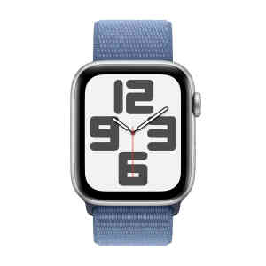 Apple Watch SE GPS Aluminium Case with Winter Blue Sport Loop, 45 mm, Silver