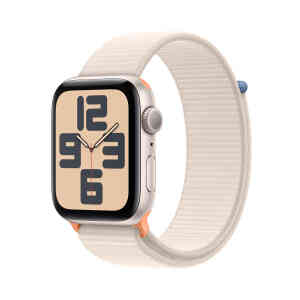 Apple Watch SE GPS, Starlight Aluminium Case with Starlight Sport Loop, 44 mm, MRE63