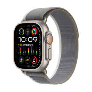 Apple Watch Ultra 2 GPS + Cellular, Titanium Case with Green/Grey Trail Loop, 49 mm, M/L, MRF43