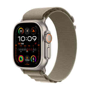 Apple Watch Ultra 2 GPS + Cellular, Titanium Case with Olive Alpine Loop, 49 mm, Small, MREX3AE/A