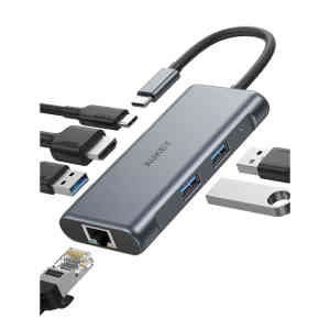 Aukey 6 in 1 USB-C Hub, 100 W, Black, CB-C75