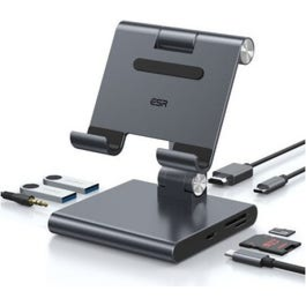 ESR Stand Holder 8 in 1 Portable With Hub Space Grey