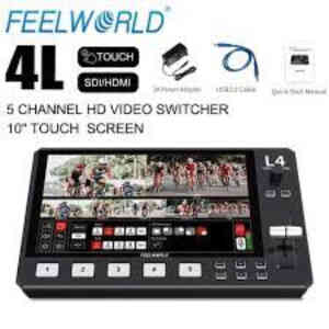 FeelWorld L4 HDMI Livestream Switcher with 10.1" LCD Monitor