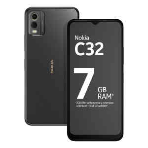 Nokia C32 4G Smartphone, 6 GB + 6 GB Virtual RAM, 128 GB Storage, Charcoal, TA1534