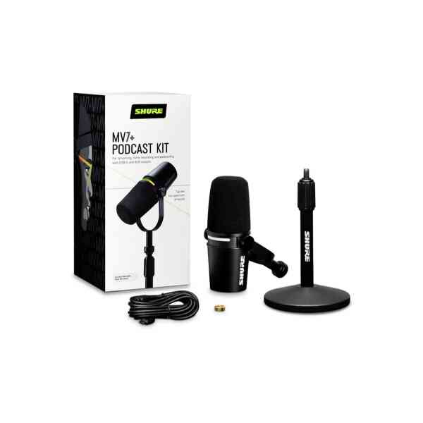 Podcast Microphone Bundle, Enhanced Audio, LED Touch Panel, USB-C & XLR Outputs, Auto Level Mode, Digital Pop Filter, Reverb Effects, Podcasting, Streaming, Recording MV7+K-BNDL...