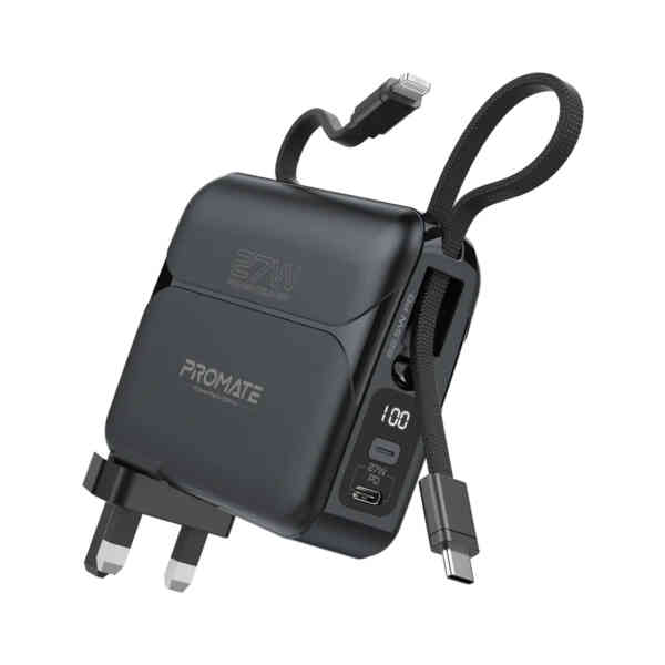 Promate PowerPack-20Pro Power Bank with AC Plug, 27W, 20000mAh