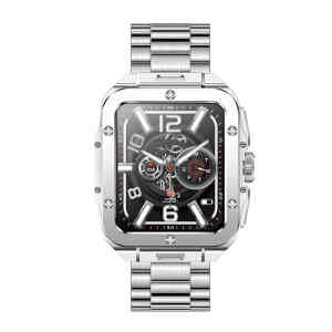 Swiss Military Alps2 Smart Watch, Silver Frame and Silver Stainless Steel Strap, 1.85 inch