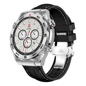 Swiss Military DOM3 Smartwatch - Silver with Black Silicon Strap +VICTOR 4 Active Noice cancelling ENC True Wireless