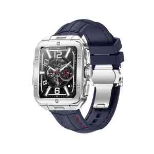Swiss Military Smart Watch Alps2,Gun MetalFrame and Dark Blue Slicion Strap,Square Face