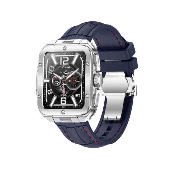 Swiss Military Smart Watch Alps2,Gun MetalFrame and Dark Blue Slicion Strap,Square Face