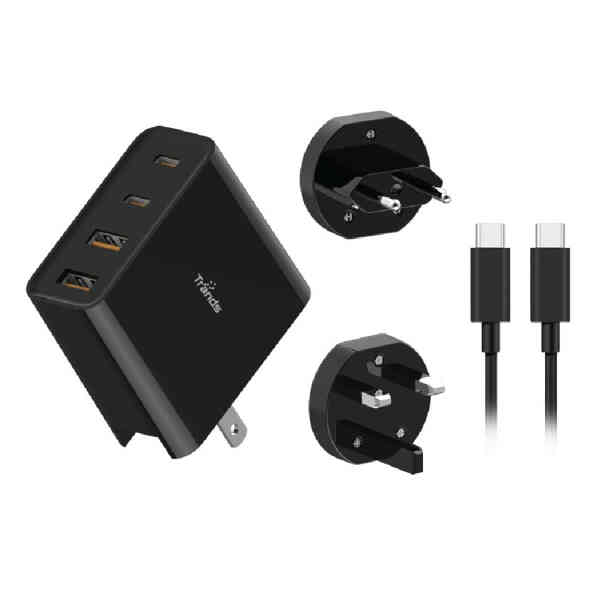 Trands 100 W GaN Fast Charger with 100 W Type-C Cable, Black, TR-AD3387