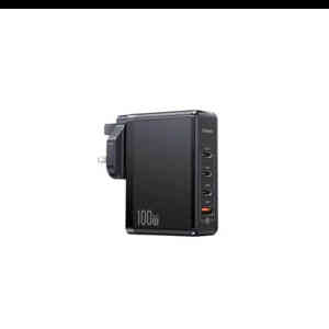 USAMS US-CC166 T51 100W 4 Port Gan Fast Charger 1 USB-A + 3 Type-C Power Adapter(CC166TC01)