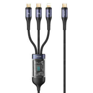 USAMS US-SJ600 USB-C / LIGHTNING / MICROUSB / USB-C 3IN1 CABLE 100W 1,2M BLACK(SJ600USB01)